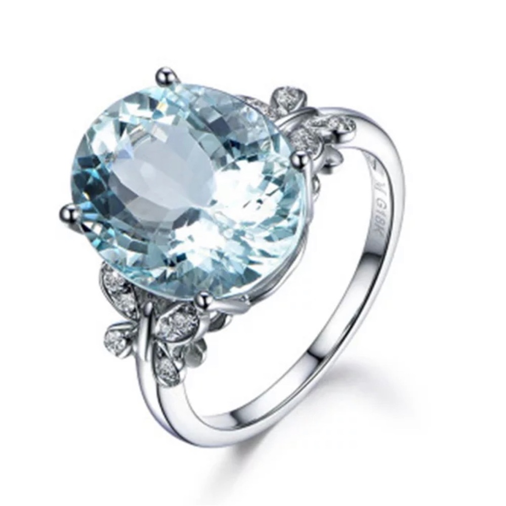 925 Sterling silver Ring blue Crystal